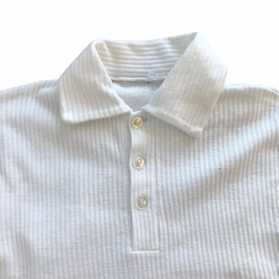 Vintage 1960's White Ribbed Mod Polo Shirt 6-8Y