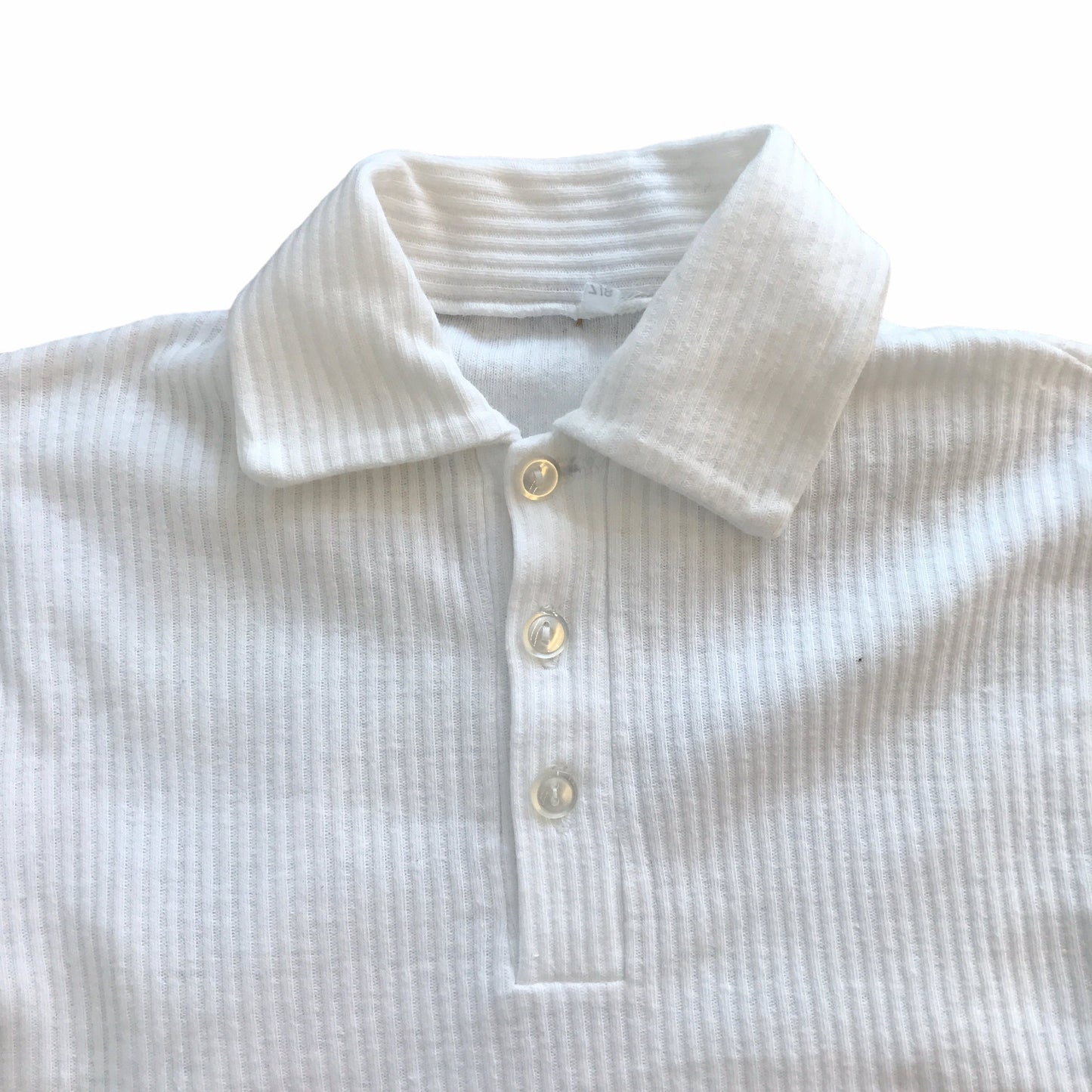 Vintage 1960's White Ribbed Mod Polo Shirt  2-3Y