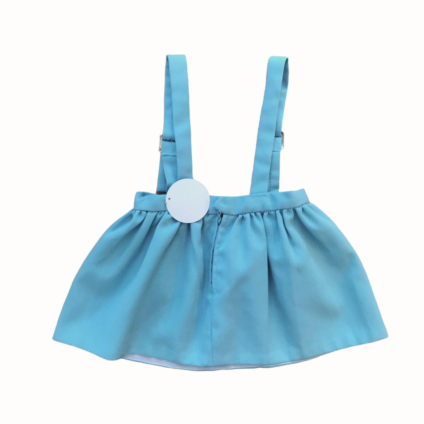 Vintage 1960s Turquoise Toddler Suspenders Skirt French Made 18-24 Months