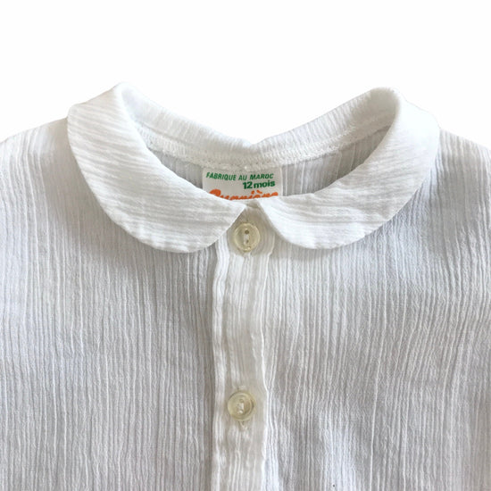 Vintage 1970s White Textured Shirt/Blouse  6-9 Months