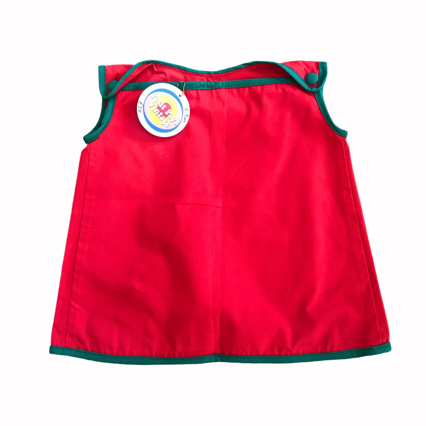 Vintage 60s Baby Red/Green Mod Dress French Made 6-9 Months