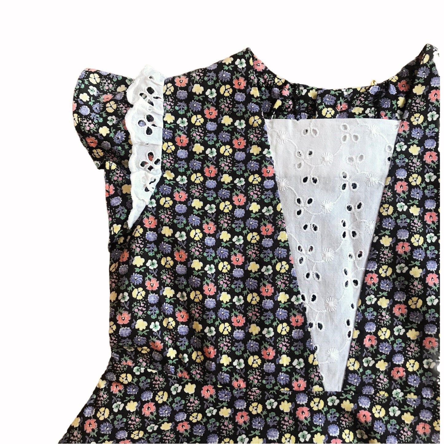 Vintage 70s Baby Floral Boho / Folk Dress French Made 6-9 Months