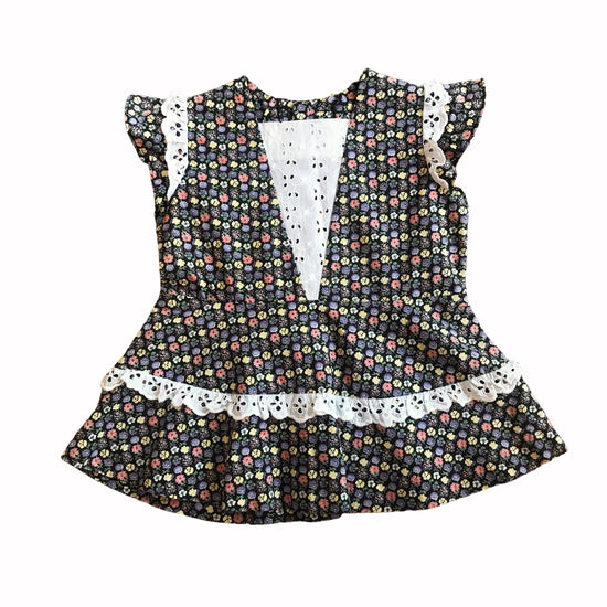 Vintage 70s Baby Floral Boho / Folk Dress French Made 6-9 Months