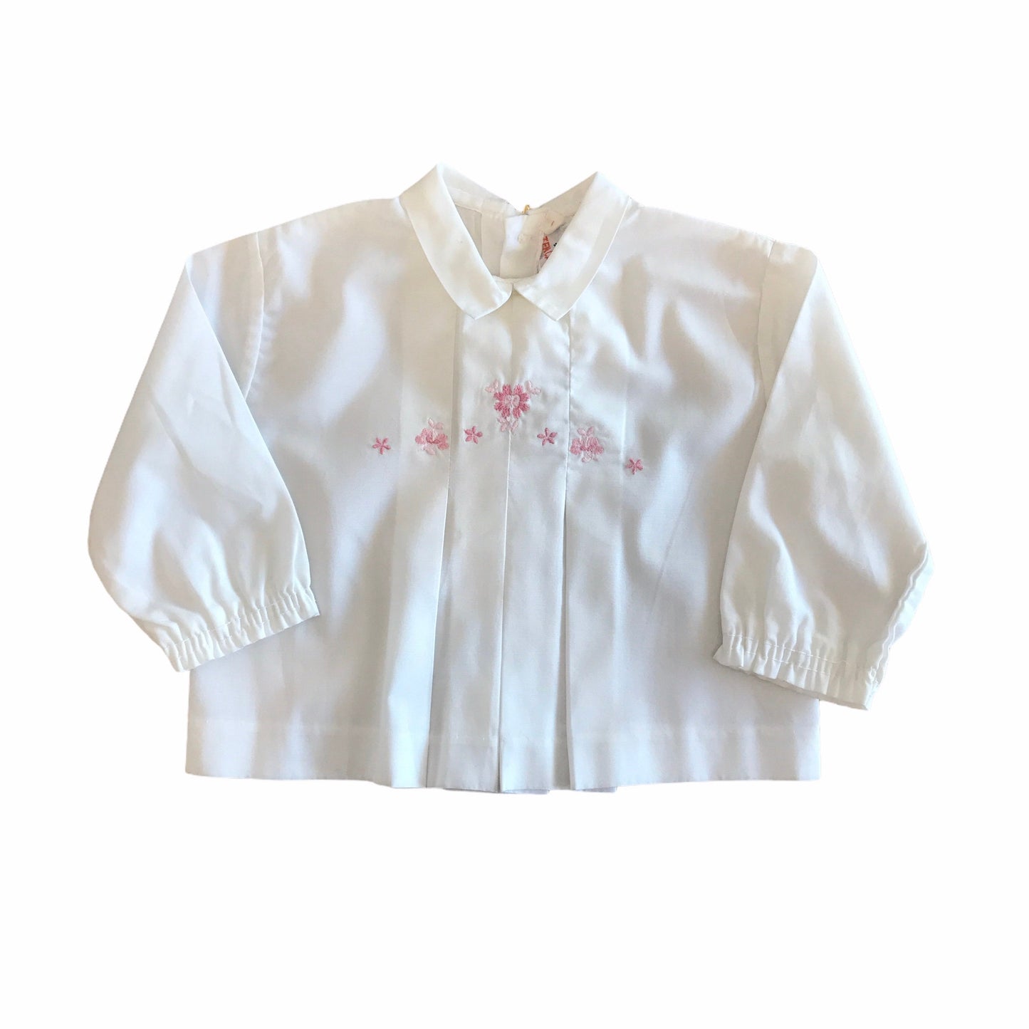 Vintage 1960s White/Pink Embroidered  Shirt British Made 3-6 Months