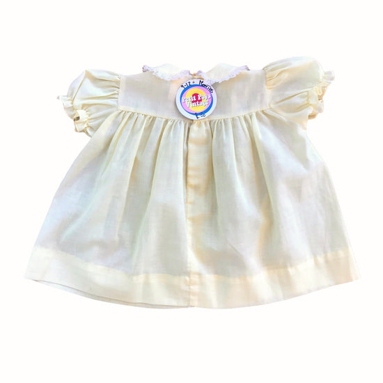 Vintage 1960s White / Pale Yellow Dress  British  Made 9-12 Months