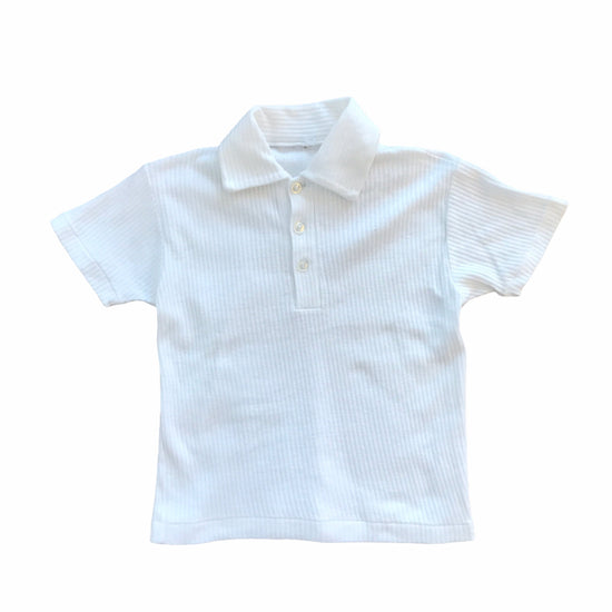 Vintage 1960's White Ribbed Mod Polo Shirt  2-3Y