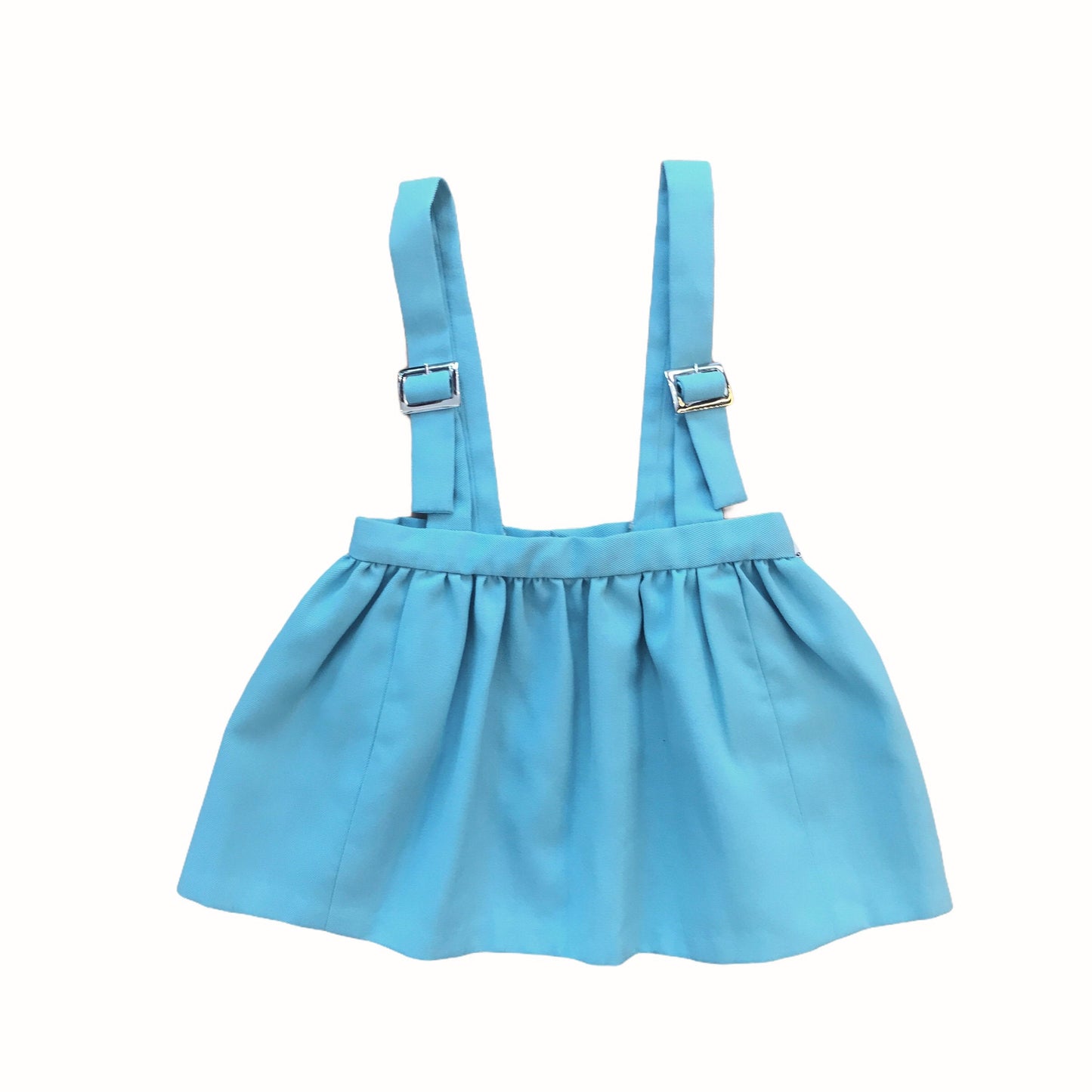 Load image into Gallery viewer, Vintage 1960s Turquoise Toddler Suspenders Skirt French Made 18-24 Months
