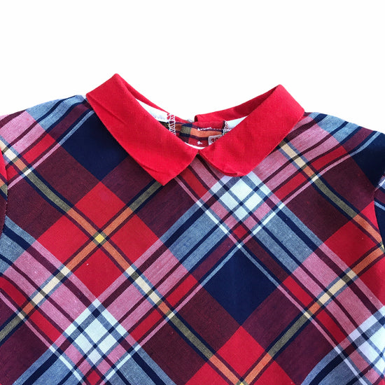 Vintage 1960s Red Tartan Shirt/Blouse  French Made 6-9 Months