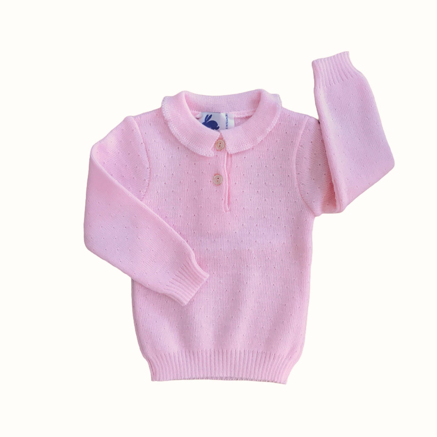 Load image into Gallery viewer, Vintage 70s Pink Knitted Jumper French Made  6-9 Months
