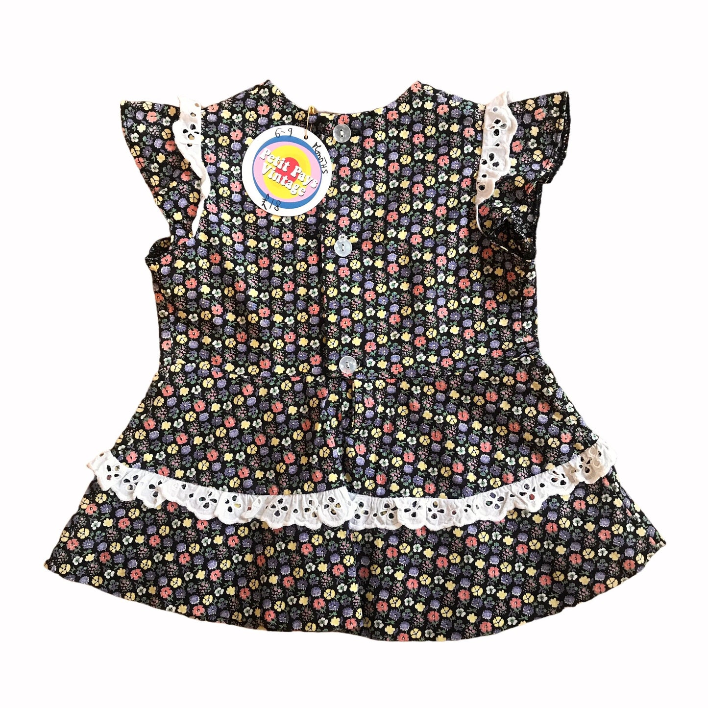 Vintage 70s Baby Floral Boho / Folk Dress French Made 6-9 Months