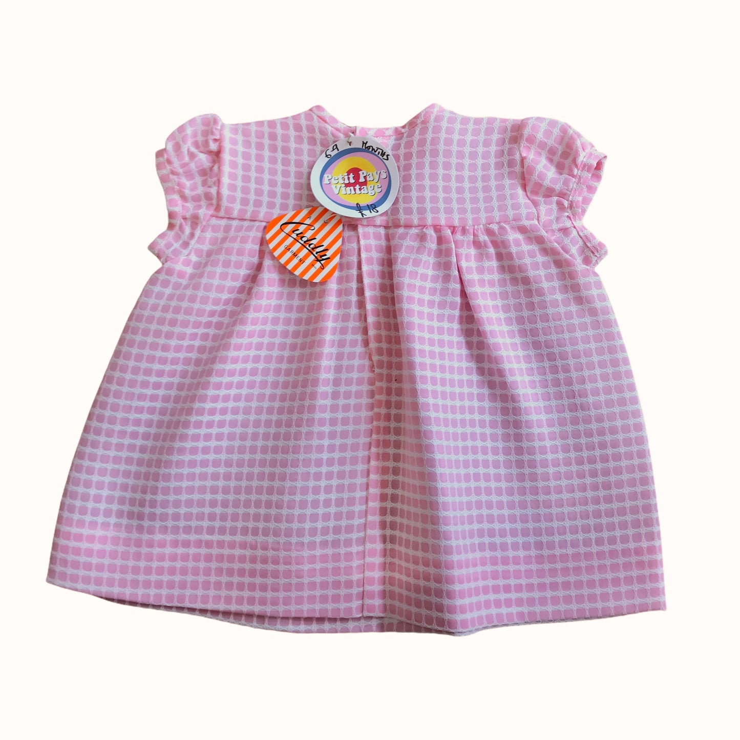 Vintage 60s Baby Pink Textured Dress British Made 6-9 Months