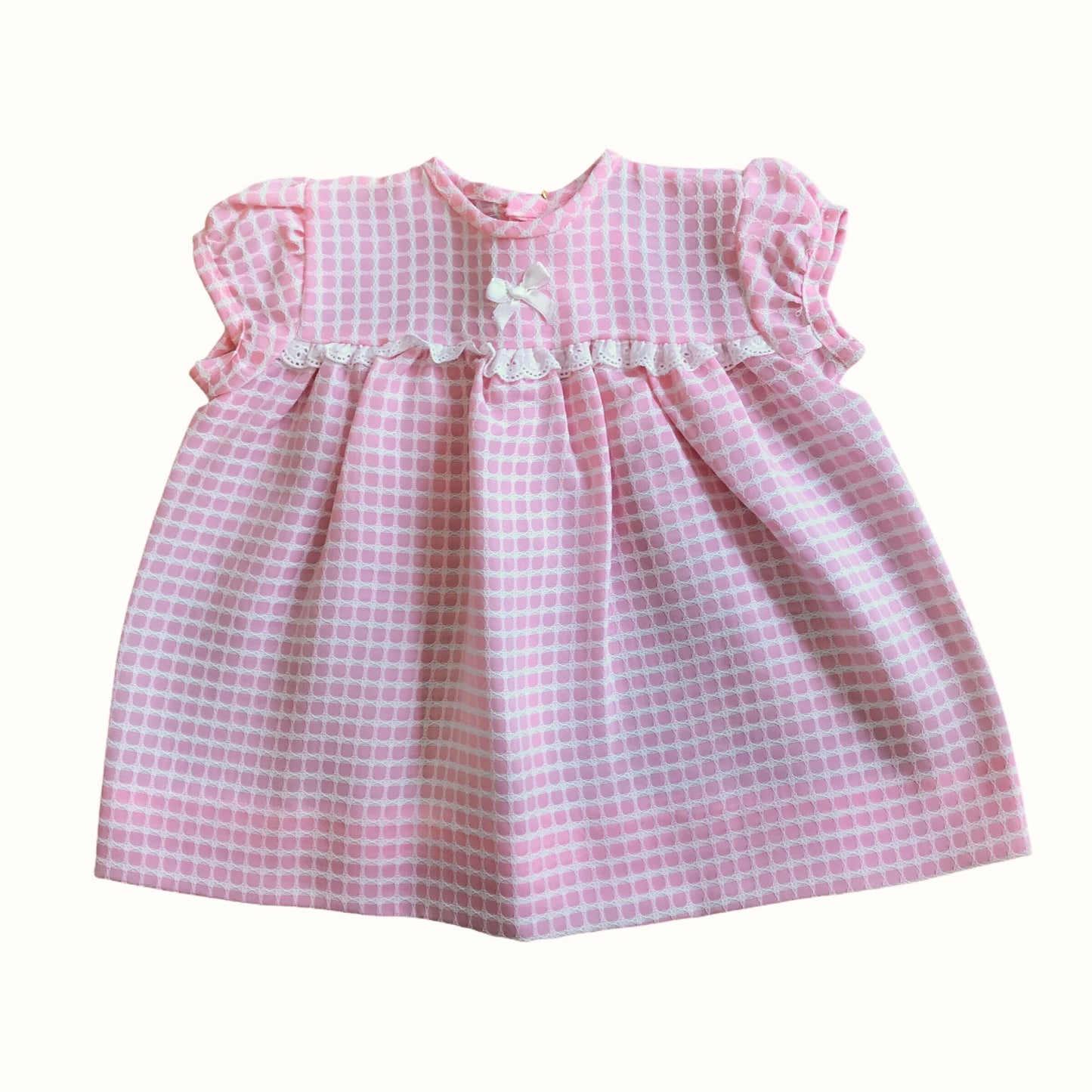 Vintage 60s Baby Pink Textured Dress British Made 6-9 Months