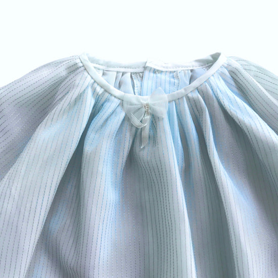 Vintage 1960s White/Blue Striped Baby Shirt/Blouse  British Made 6-9 Months