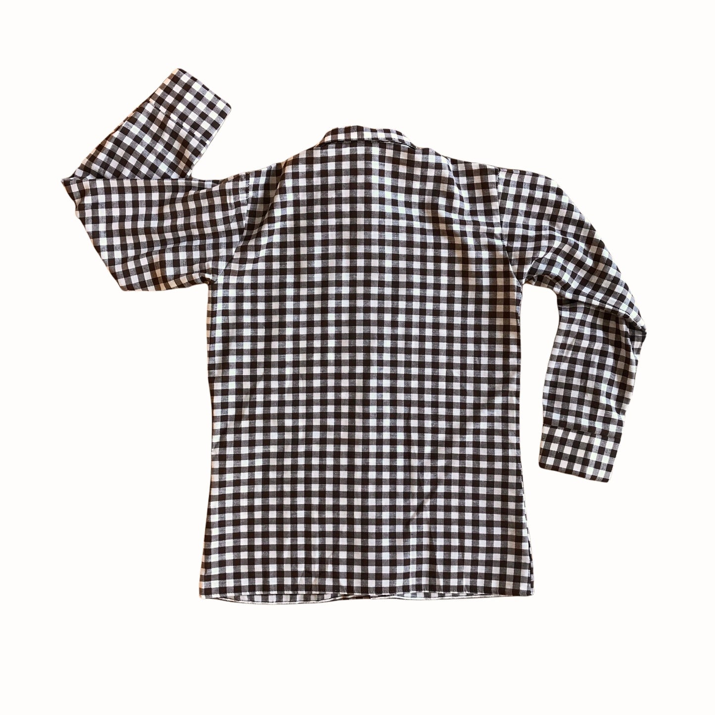Vintage 1970s Brown Check Children's Shirt French Made / 8-10Yrs