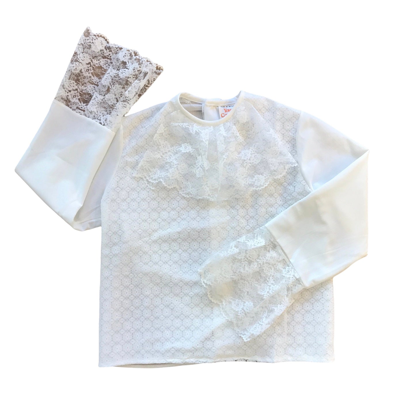 Vintage 1960's White Lace / Ruffled  Top /Shirt  8-10Y