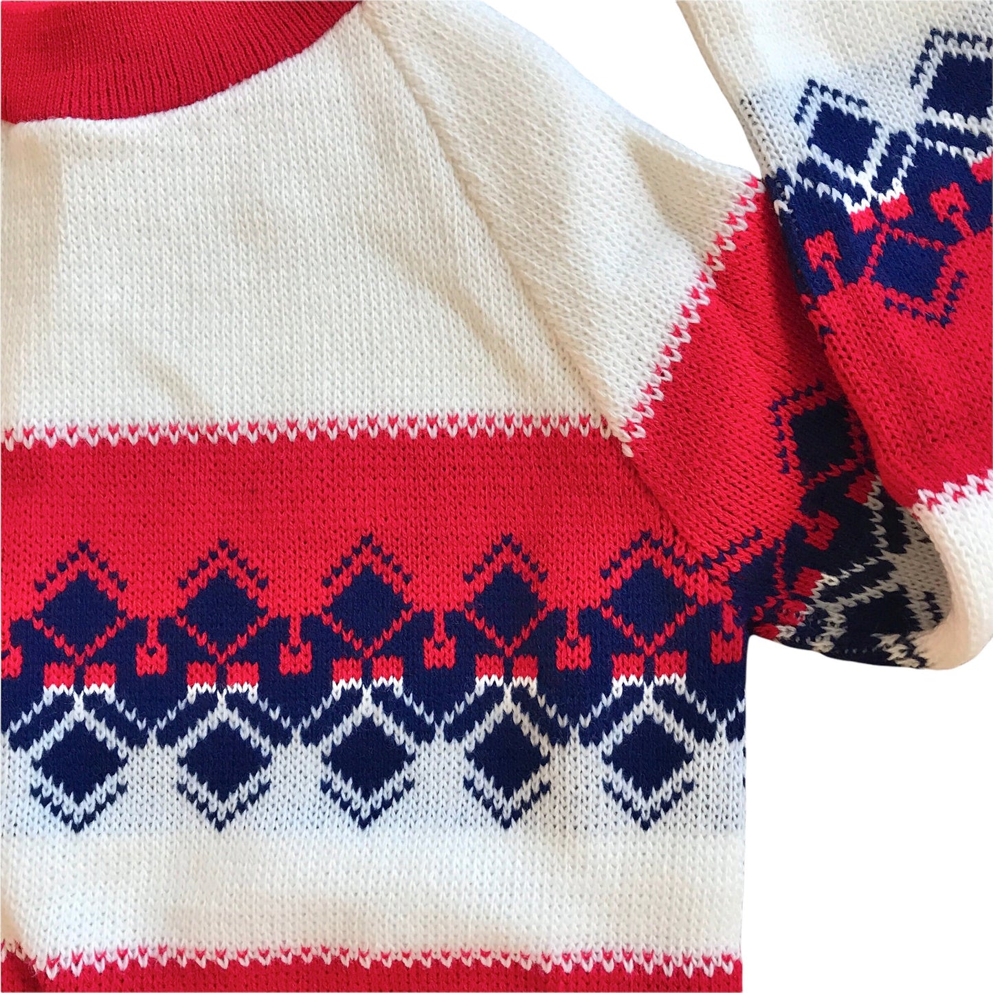 1960's Children's White/ Red Fairisle Jumper 3-4Y