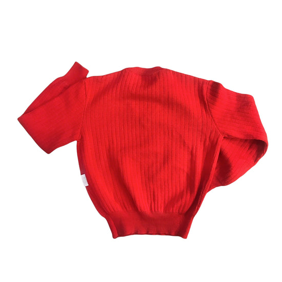 Vintage 1970's Red V-Neck Jumper 8-10 Years