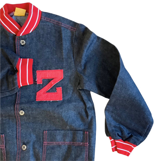 Vintage 1970's "Z"  Denim Varsity Jacket 6-8Y