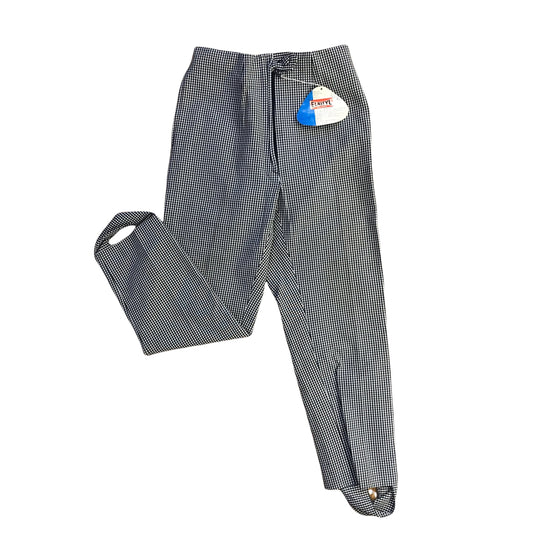 Vintage 1960s B&W Gingham Stirrup Pants  8-10Y