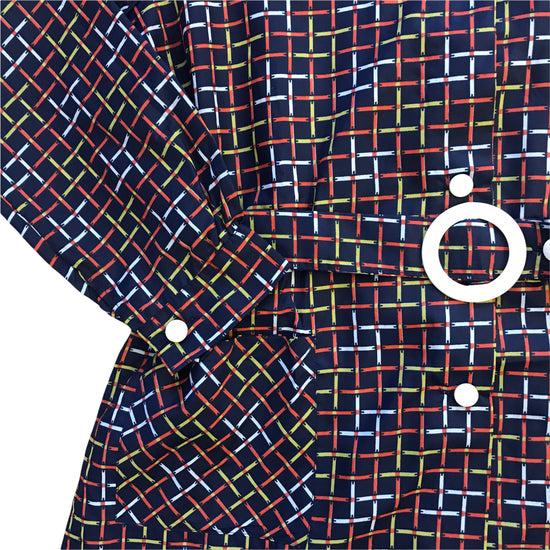 Load image into Gallery viewer, Vintage 1960s Navy Check School Nylon Shirt / Blouse  8-10Y
