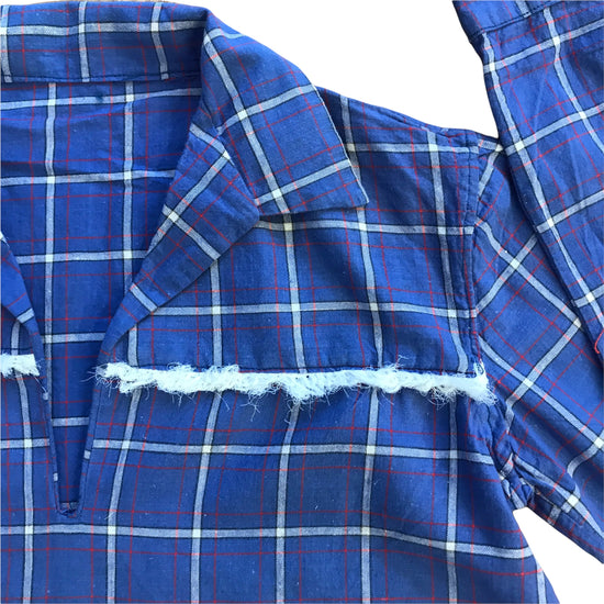 Load image into Gallery viewer, Vintage 1960s  Boho Check Blue Shirt  8-10Y
