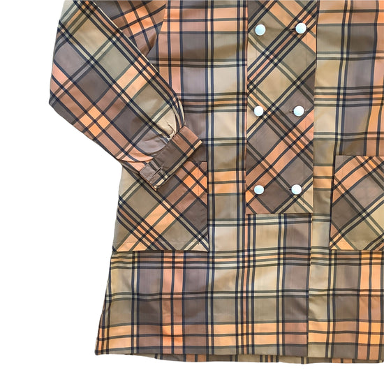 Load image into Gallery viewer, Vintage 1960s Brown Check School Nylon Dress  / Blouse  6-8Y
