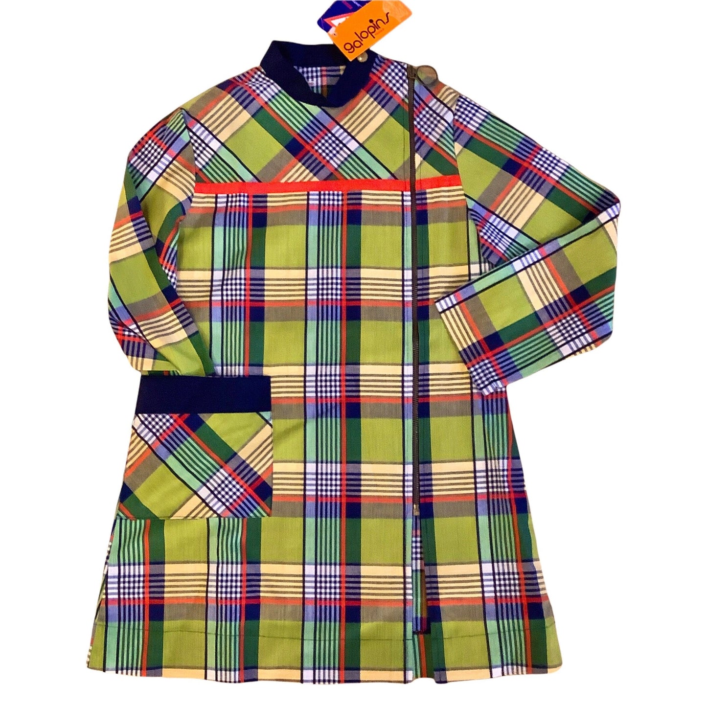 Vintage 60's Blue/Green Check Dress / Blouse  8-10Y