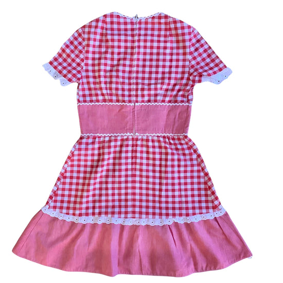 Load image into Gallery viewer, Vintage 70&amp;#39;s Red Gingham Dress  8-10Y
