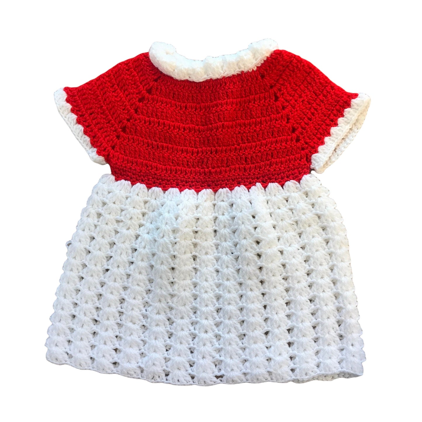Vintage 1960's Red / White Knitted Dress   2-3Y