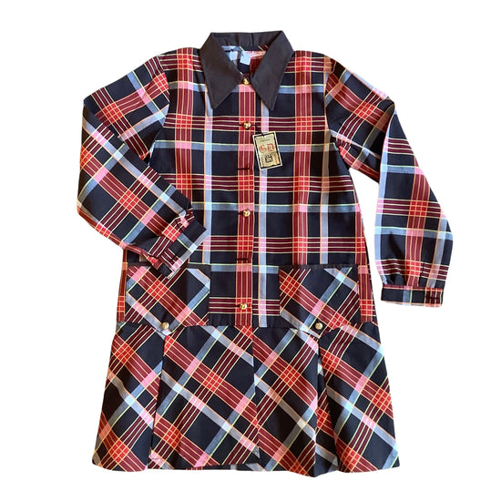 Vintage 1960's Brown Check Dress / Blouse  / 10-12Y