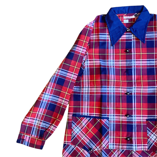 Vintage 1960's Red/Blue Tartan Check Dress / Blouse  / 10-12Y