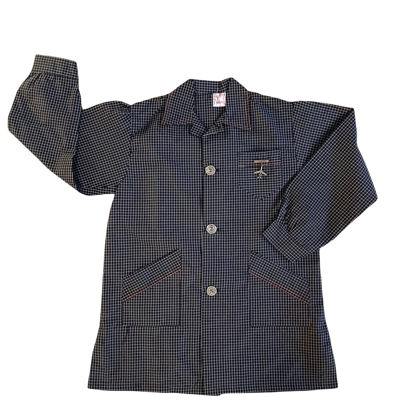 Load image into Gallery viewer, Vintage 1960s Black &amp;quot;AVIATOR&amp;quot;  School Nylon Shirt / Blouse  8-10Y
