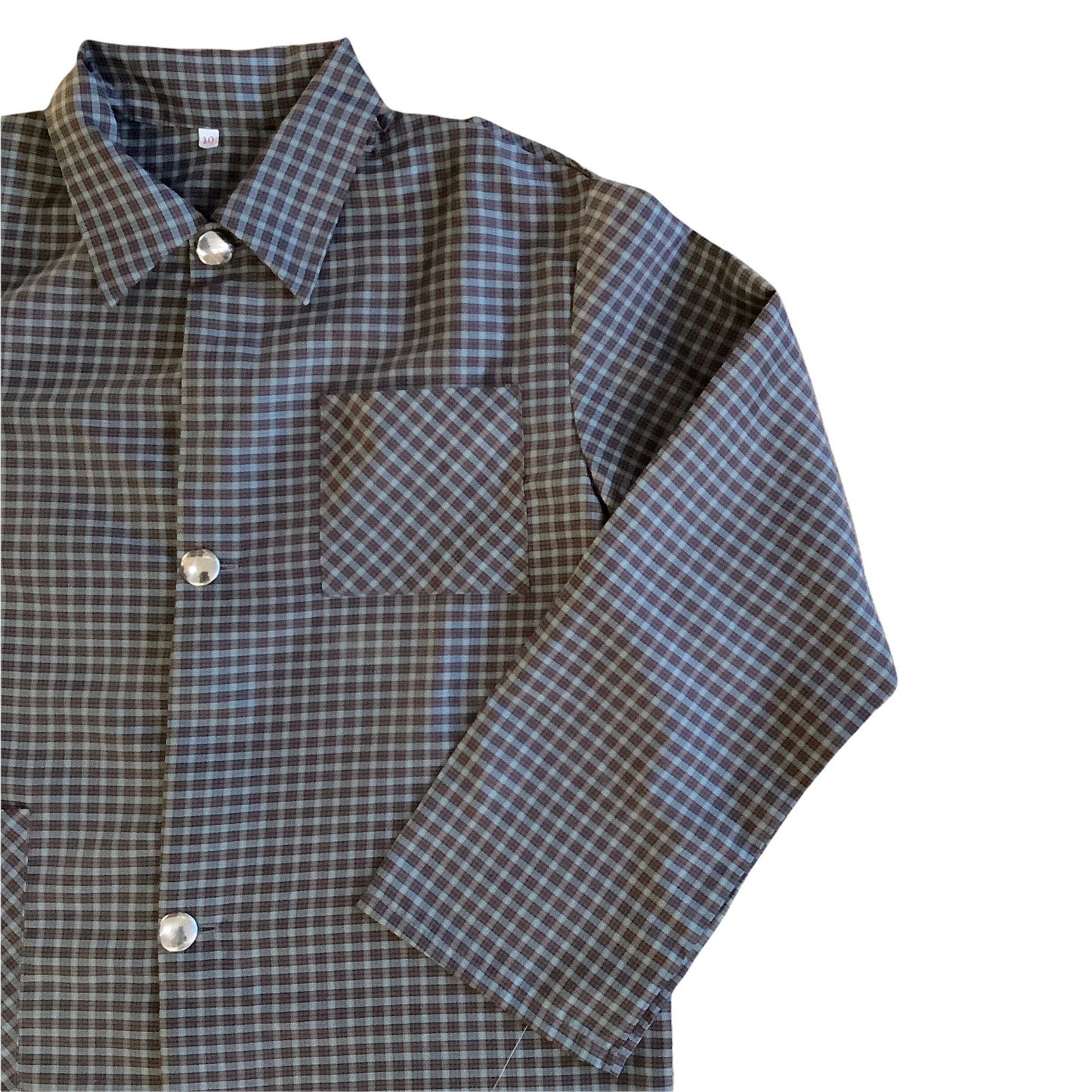 Vintage 1960s Check  School Nylon Shirt / Blouse  8-10Y