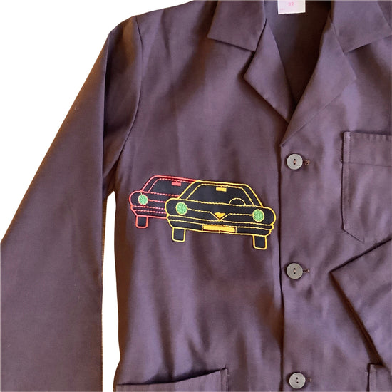 Vintage 1960s Brown "CARS" Shirt / Blouse  10-12Y