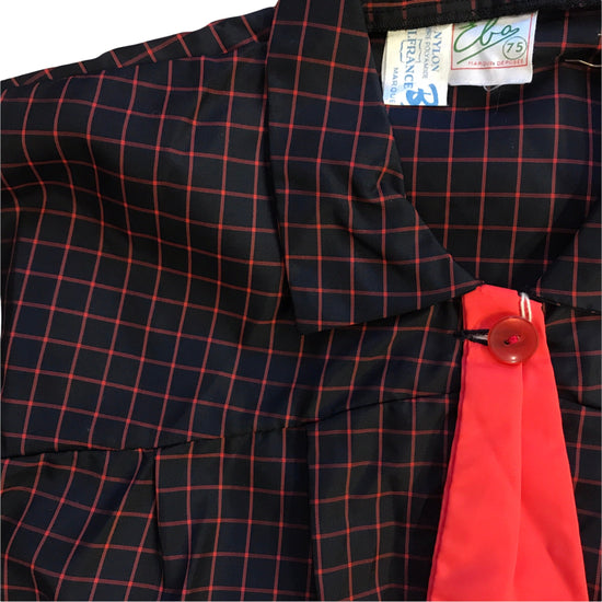 Load image into Gallery viewer, Vintage 1960&amp;#39;s Red / Black  Check  Nylon Dress / Blouse  / 10-12Y
