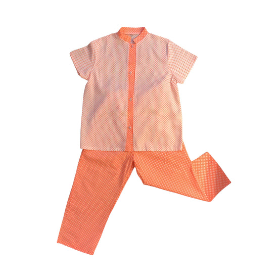 French Vintage 1970's Orange Top and Bottoms Set / 10-12Y