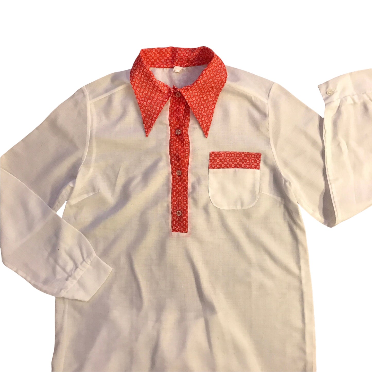 French Vintage 1970's White / Red Top and Bottoms Set / 10-12Y