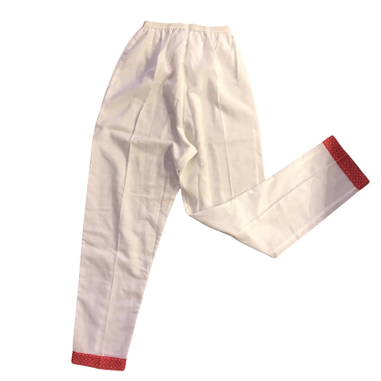 French Vintage 1970's White / Red Top and Bottoms Set / 10-12Y