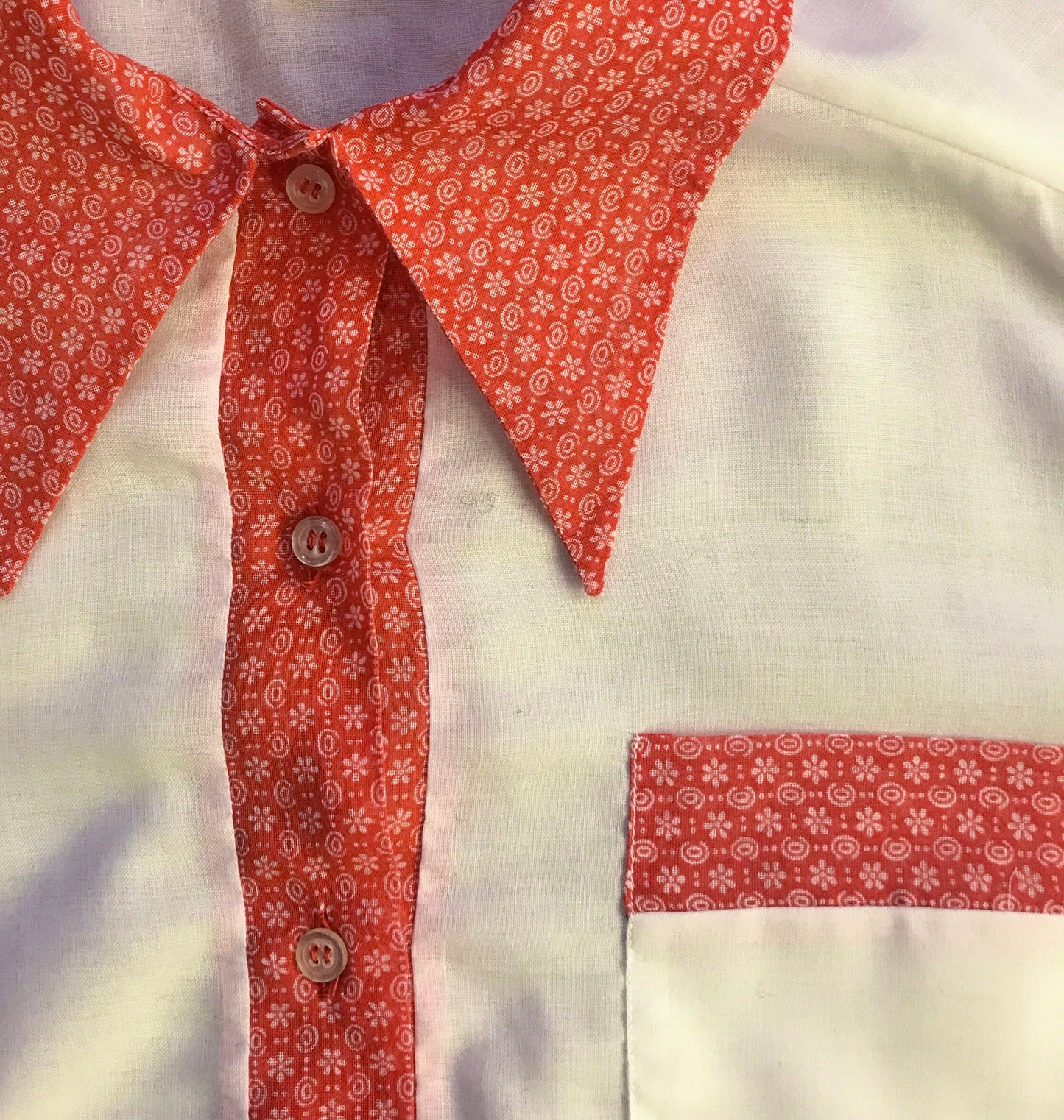 French Vintage 1970's White / Red Top and Bottoms Set / 10-12Y