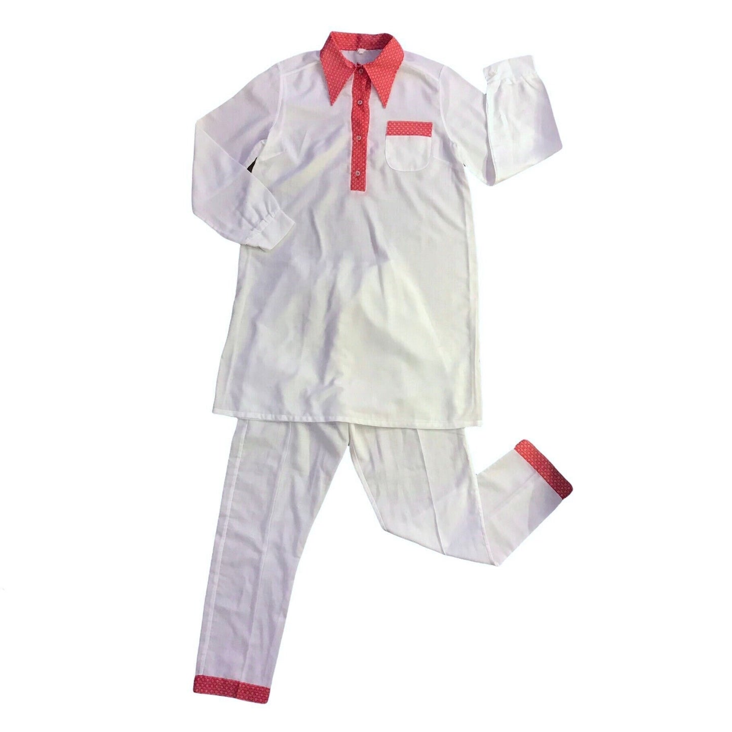 French Vintage 1970's White / Red Top and Bottoms Set / 10-12Y
