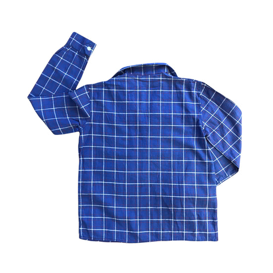 Load image into Gallery viewer, Vintage 1960s  Boho Check Blue Shirt  8-10Y
