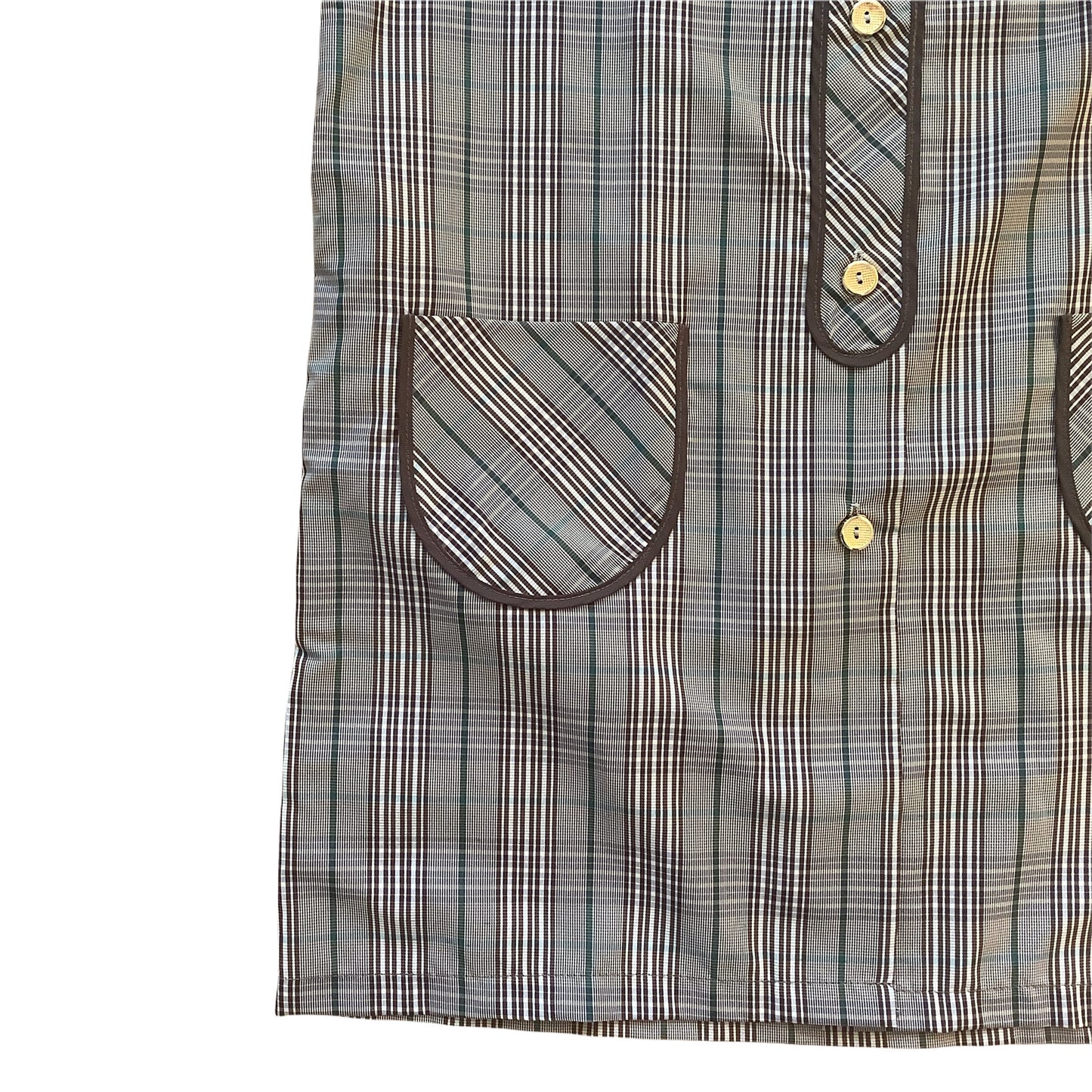 Vintage 1960s Brown Check School Nylon Shirt / Blouse  8-10Y