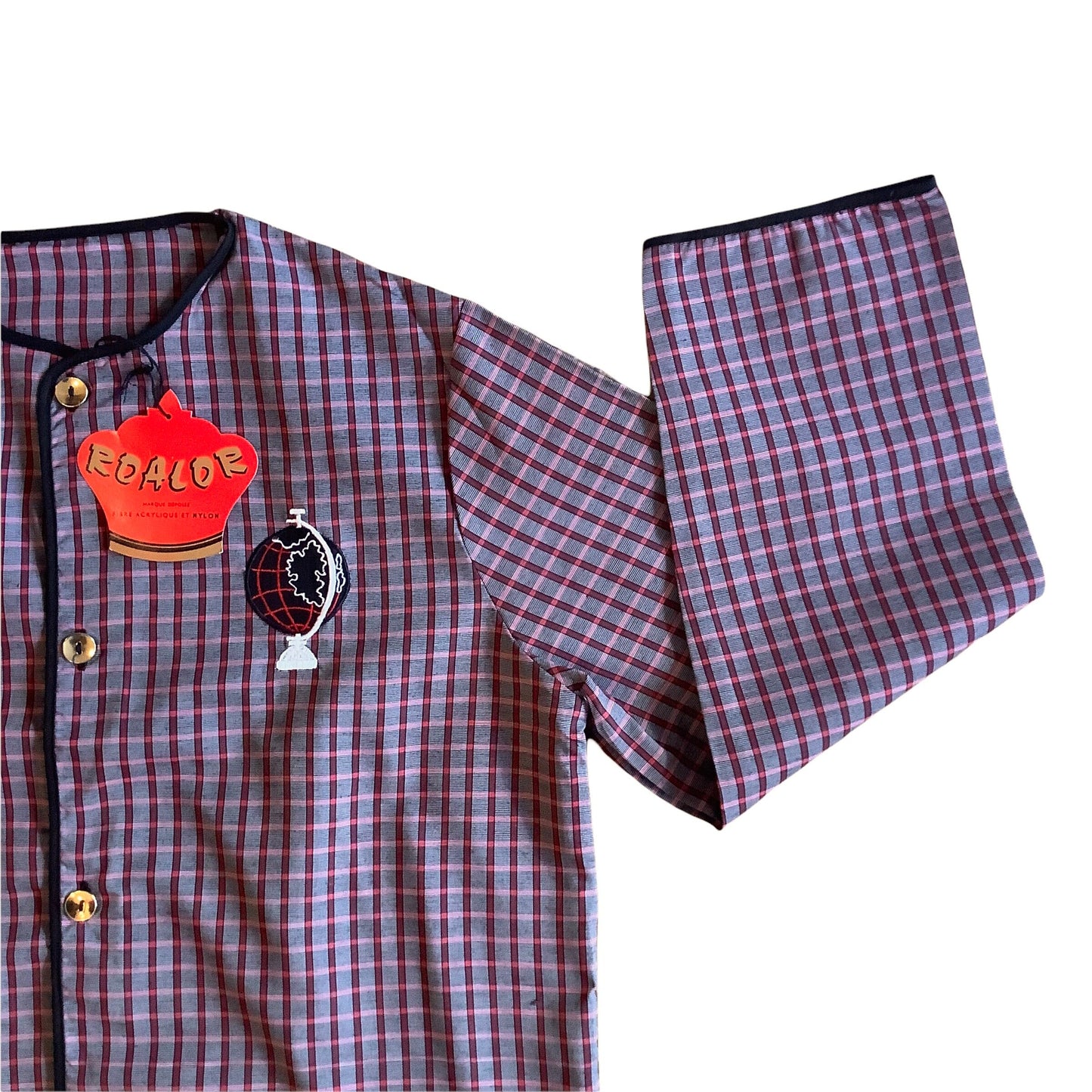 Vintage 1960s Check Shirt / Blouse French Made 10-12 Years