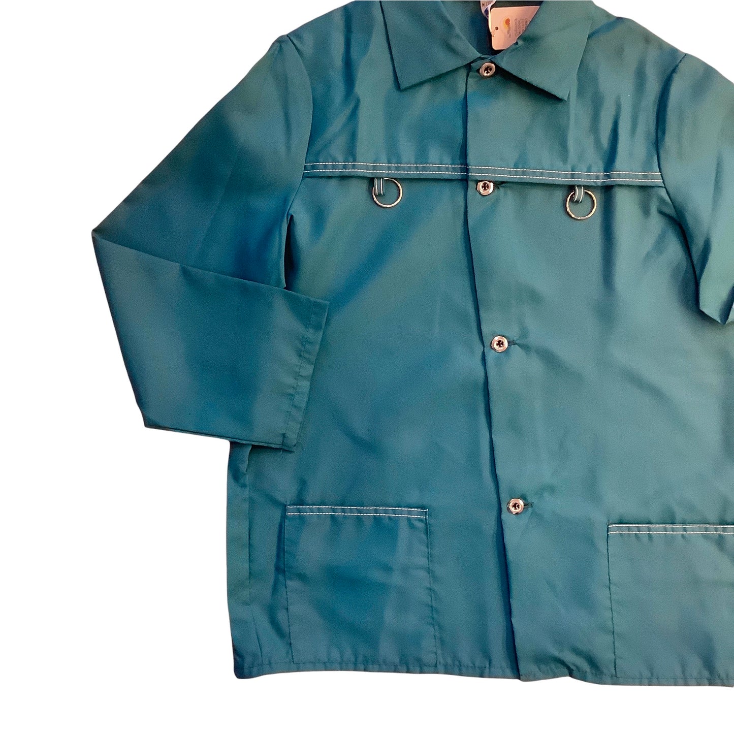 Vintage 1970's Blue Nylon Blouse / 10-12Y