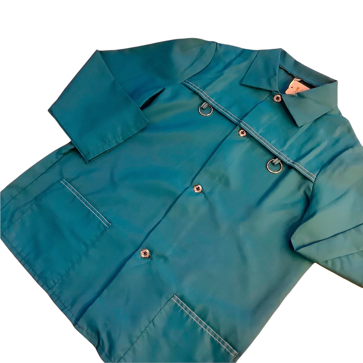 Vintage 1970's Blue Nylon Blouse / 10-12Y