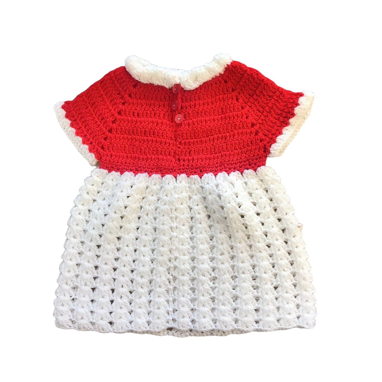Vintage 1960's Red / White Knitted Dress   2-3Y