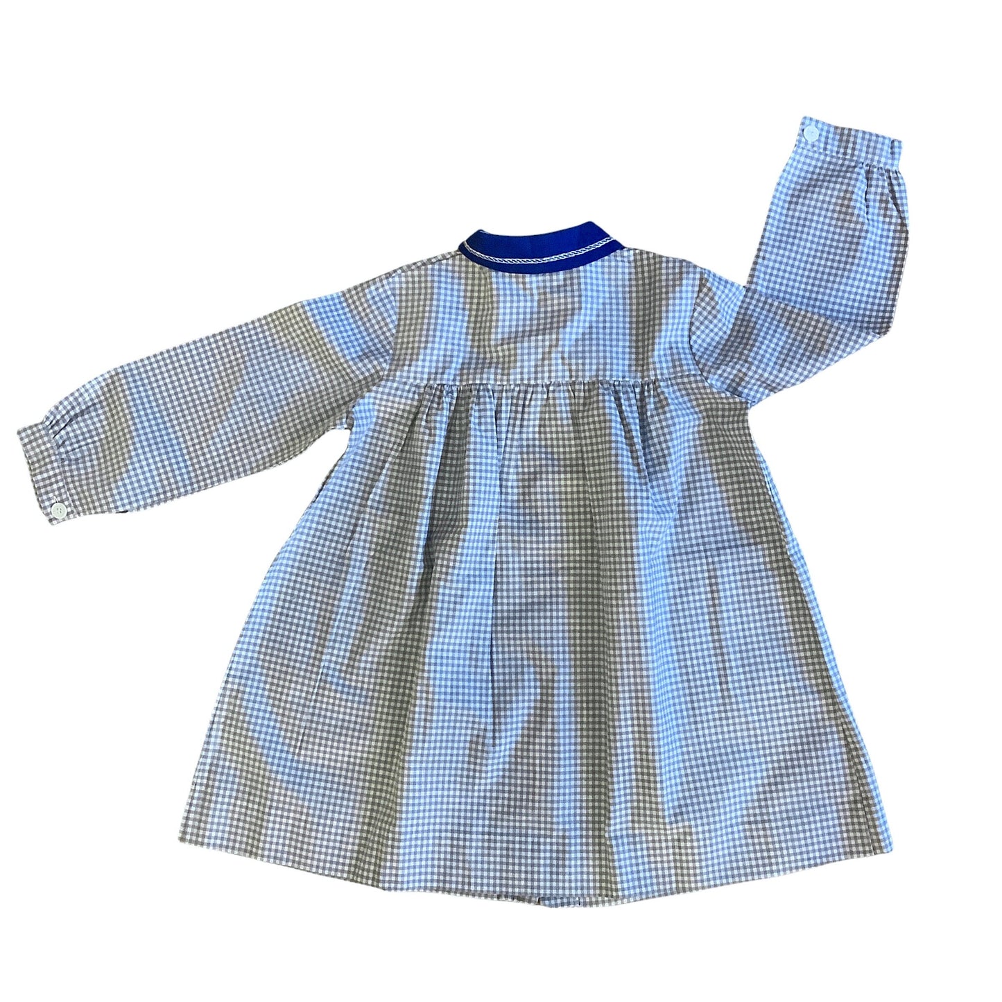 French Vintage 1960's Grey Gingham Shirt / Blouse / 5-6Y