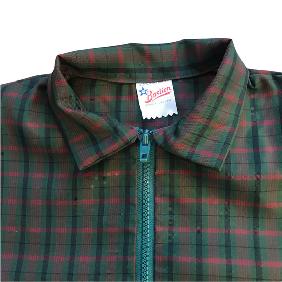 Load image into Gallery viewer, Vintage 1960&amp;#39;s Brown / Green Check Nylon Shirt / Blouse / 10-12Y
