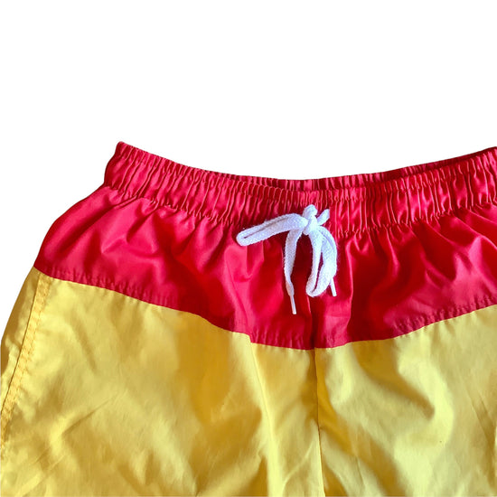 1980's Vintage Yellow / Red  Swimming Shorts  10-12Y