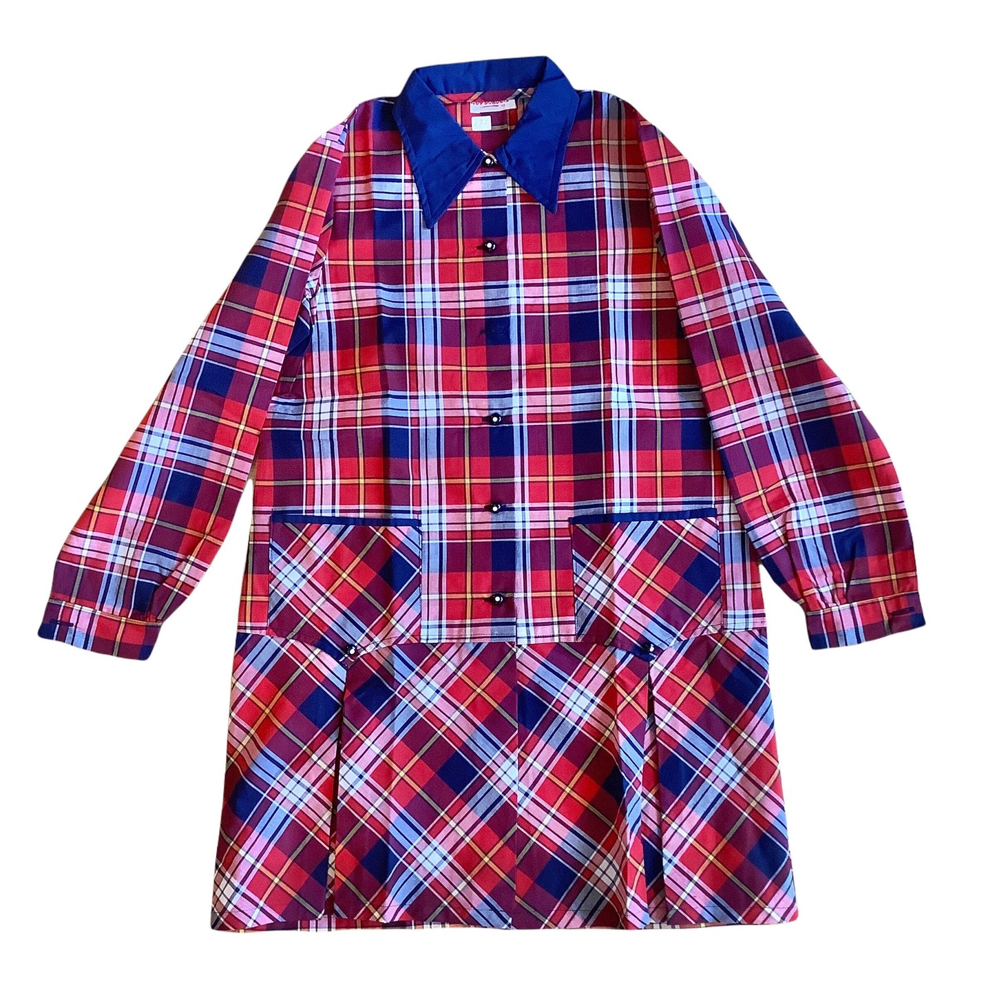 Vintage 1960's Red/Blue Tartan Check Dress / Blouse  / 10-12Y